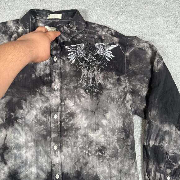 Vintage Y2K Eighty Eight Long Sleeve Shirt Size XL Gray Button Up Grunge Goth - Picture 3 of 14